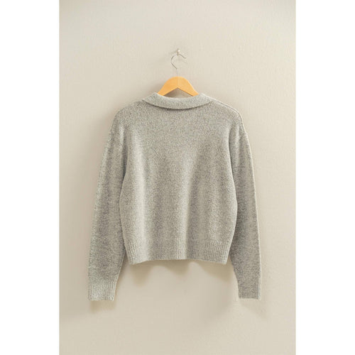 Grey Collared V Neck Sweater