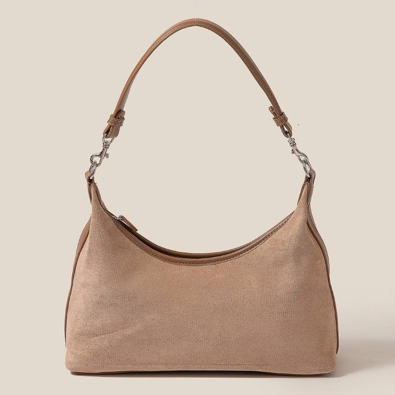 Brown Classic Faux Suede Hand Bag
