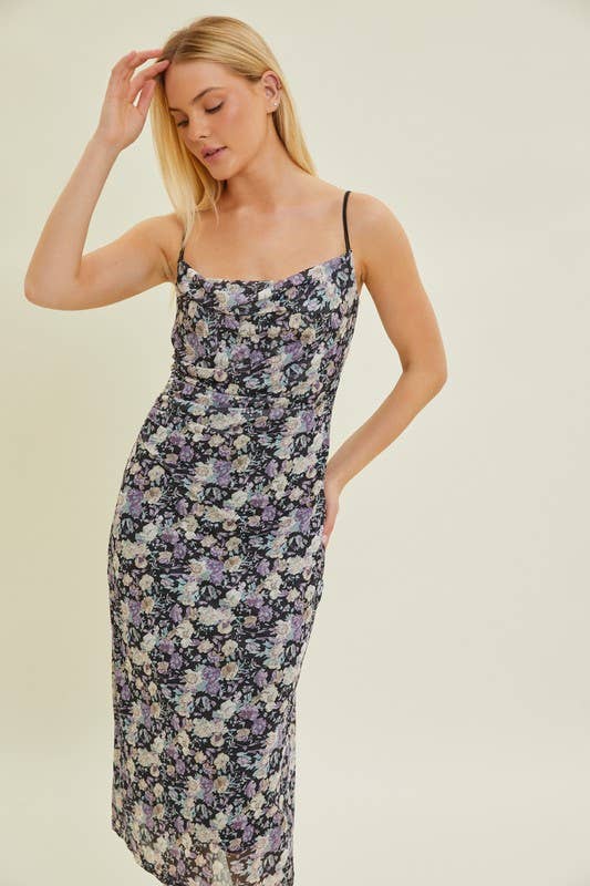 Mesh Floral Bodycon Dress