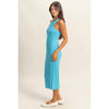 Blue Maya Round Neck Bodycon Ribbed Knit Dress