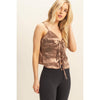Brown Satin Lace-Up Camisole