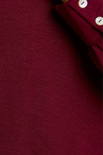 Wine Red Long Sleeve Pleated Shoulder Top