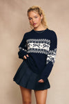Navy Bow Holiday Sweater