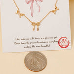 Gold Dipped Mini Ribbon Bow Station Charms Chain Necklace