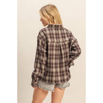 Brown Checkered Flannel Button-Up Shirt