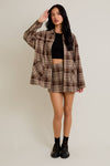 Oversized Taupe-Brown Plaid Jacket