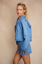 Bella Crop Denim Trench Coat