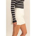 Cream High-Waist Mini Skort