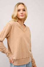 V Neck Studded Pullover