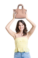 Taupe Marla Whipstitch Shaped Satchel