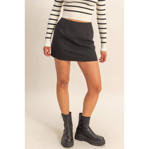 Black High-Waist Mini Skort