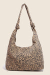 Knotted Strap Leopard Print Hobo Shoulder Bag