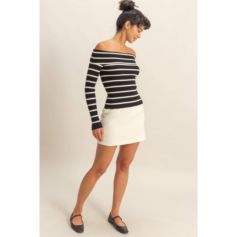 Cream High-Waist Mini Skort