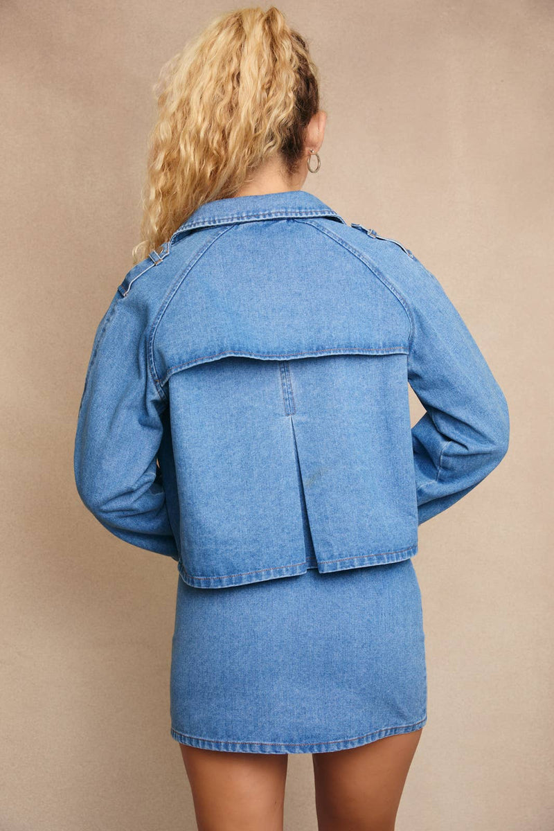 Bella Crop Denim Trench Coat