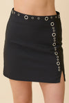 Black Studded Eyelet Mini Skirt