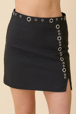 Black Studded Eyelet Mini Skirt