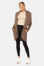 Brown Fleece Lined Open Cardigan