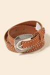 Studded Western Faux Leather Brown Belt