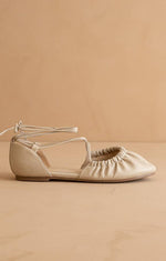 The Laney Beige | Lace Up Ballet Flat