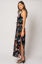 Black Coral Floral Maxi Dress (S-3XL)