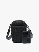 Black Straw Crossbody Pouch