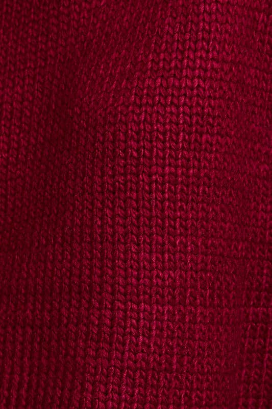 Wine Red Boat Neck Boxy Sweater