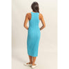 Blue Maya Round Neck Bodycon Ribbed Knit Dress