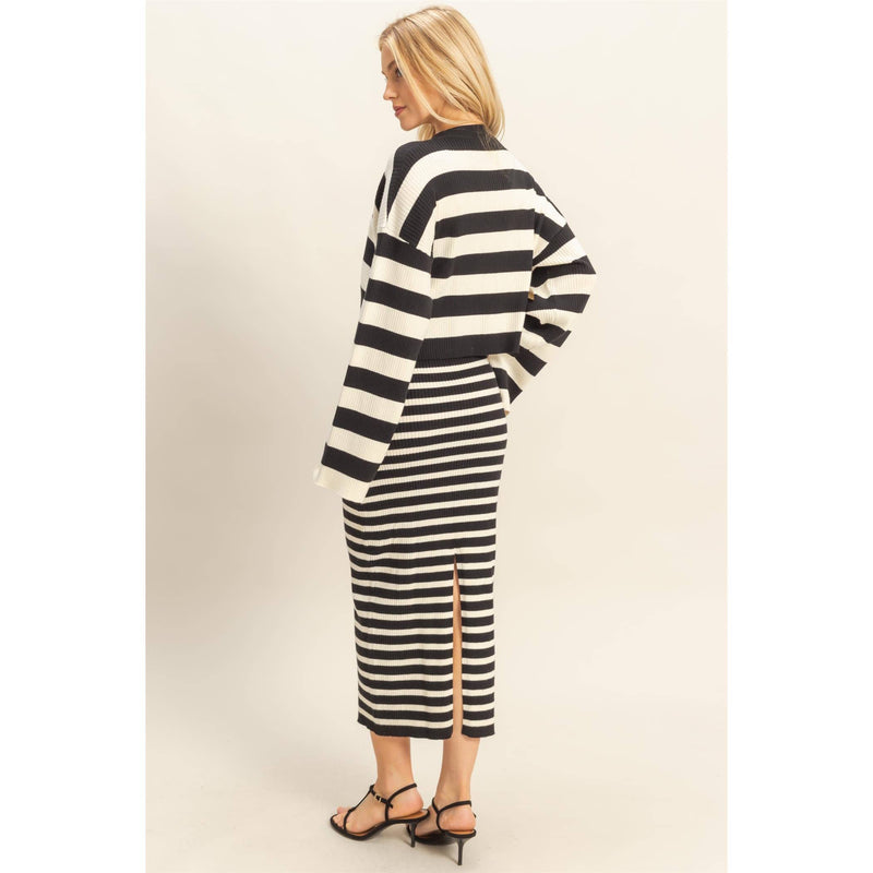 Black & White Striped Sweater Dress