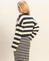 Black White Striped Sweater Cardigan