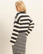Black White Striped Sweater Cardigan