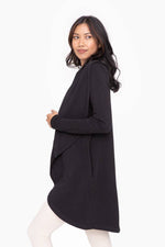 Black Fleece Lined Open Cardigan