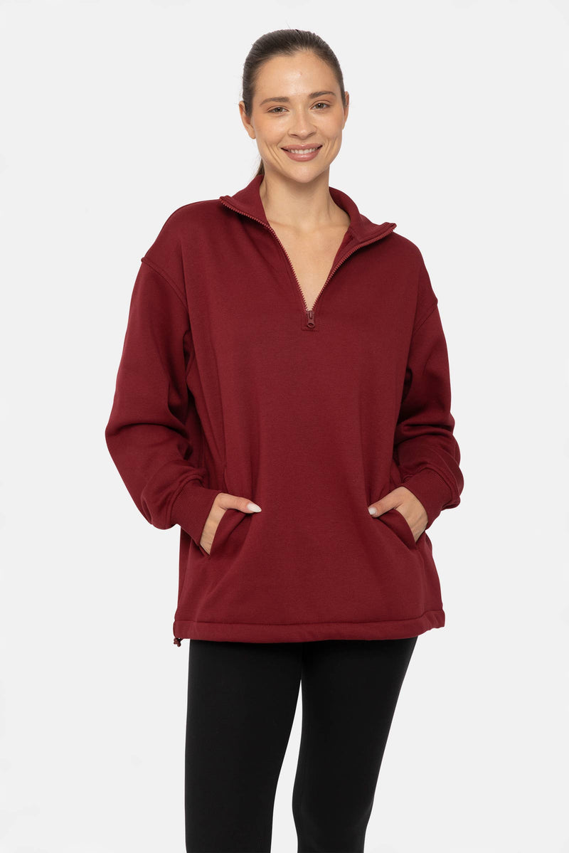 Half-Zip Red Wine Pullover