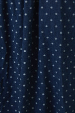 Smocked Polka Dot Denim Midi Dress