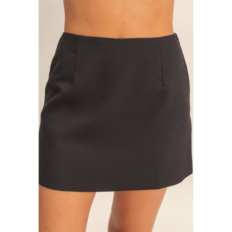 Black High-Waist Mini Skort
