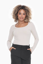 Slim Fit Oat Milk Scoop Neck Top