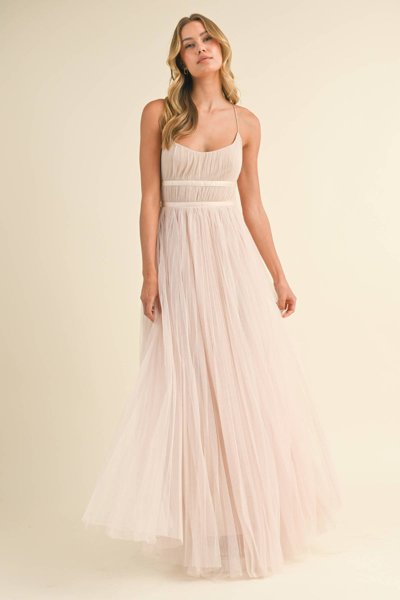 Champagne Tulle Maxi Dress