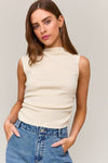 IVORY ASYMMETRICAL NECK SWEATER TOP