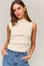 IVORY ASYMMETRICAL NECK SWEATER TOP