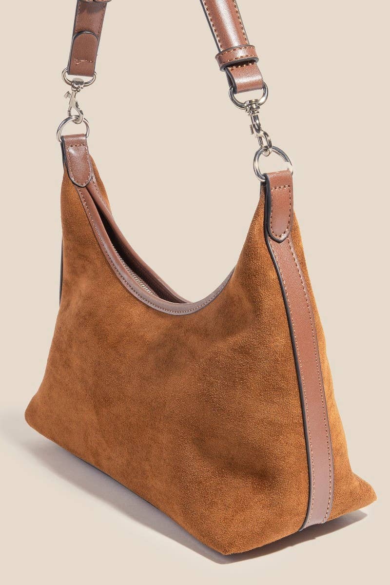 Taupe Classic Faux Suede Hand Bag