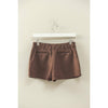 Chestnut Brown High-Waisted Suede Skort