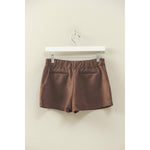 Chestnut Brown High-Waisted Suede Skort