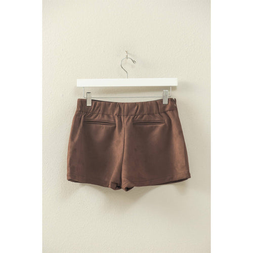Chestnut Brown High-Waisted Suede Skort