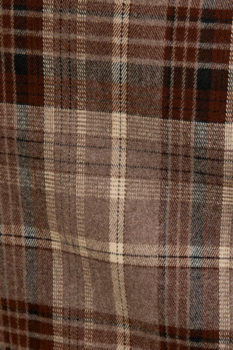 Oversized Taupe-Brown Plaid Jacket