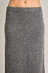 Grey High Waisted Sweater Midi Skirt