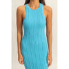 Blue Maya Round Neck Bodycon Ribbed Knit Dress