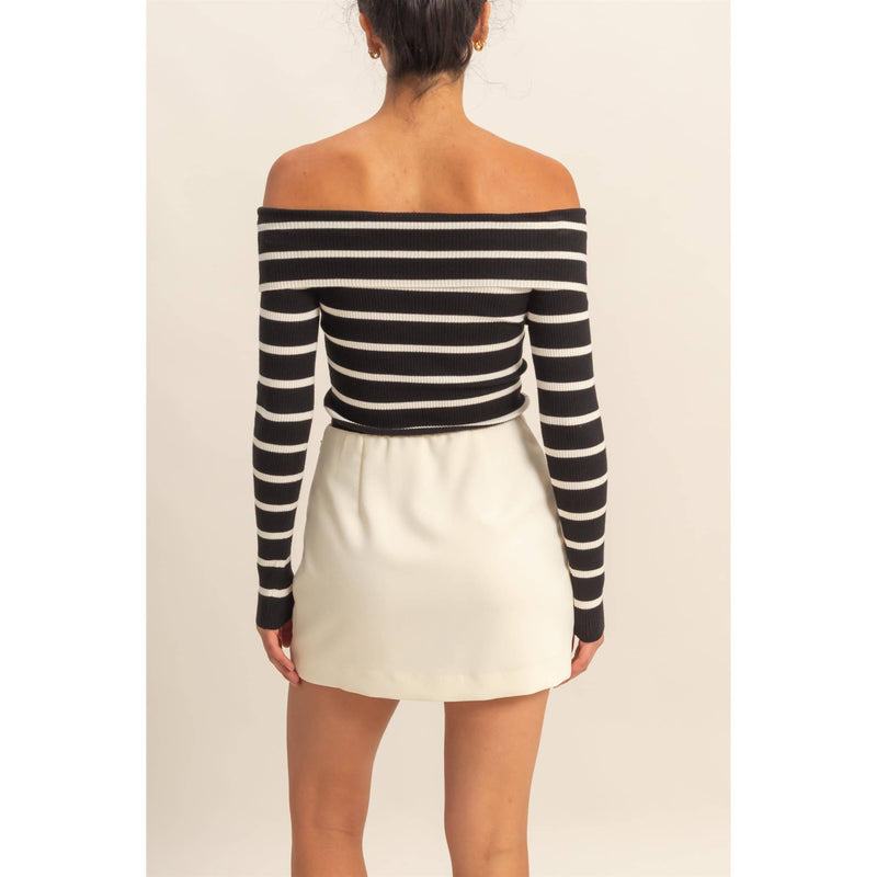 Cream High-Waist Mini Skort