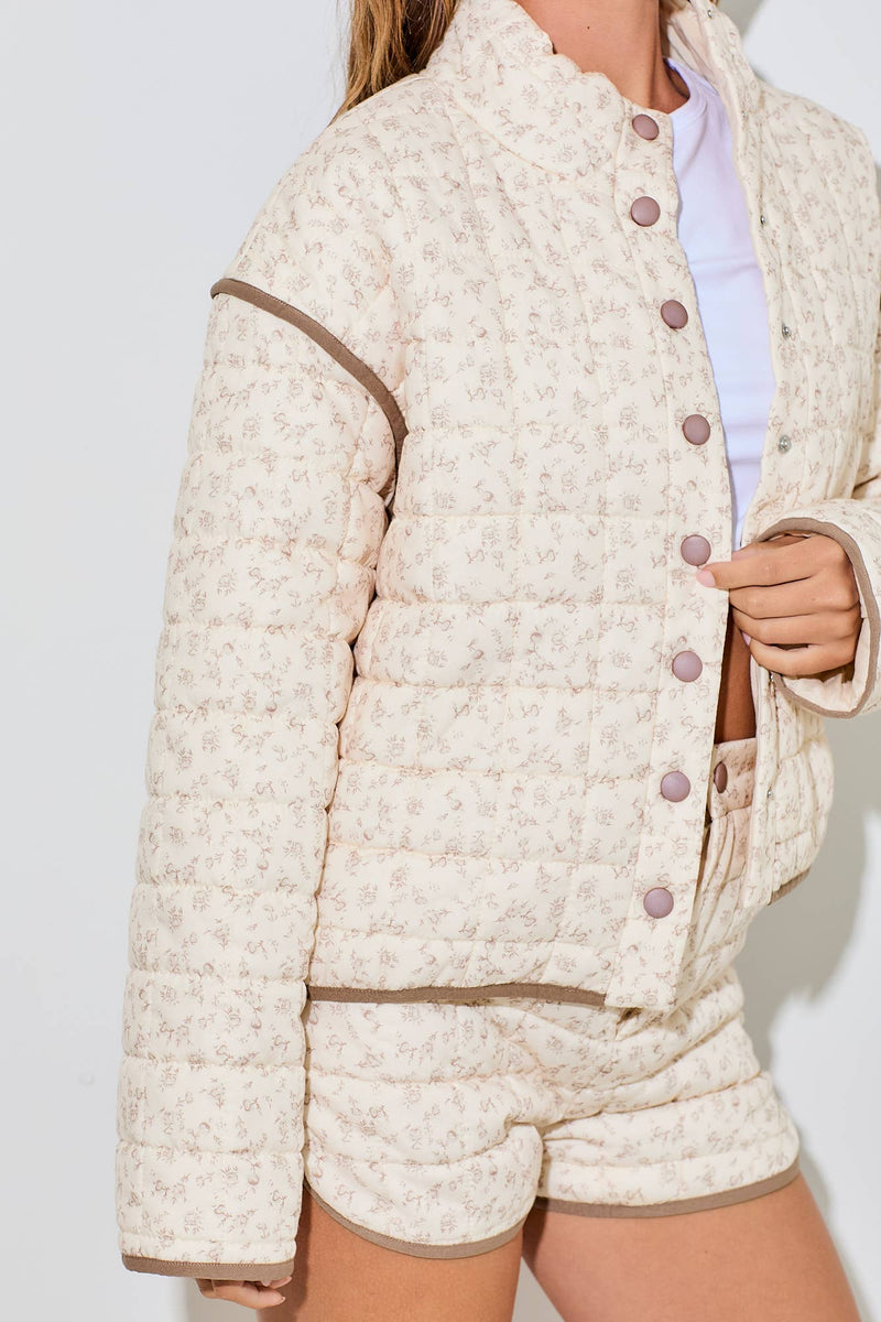 Floral Printed Quilted Jacket