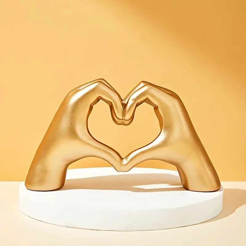 Gold Fearless Heart Hand Sculpture