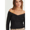 Fuzzy Off The Shoulder Black Top