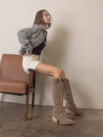 The Faye | Dark Taupe Knee High Cowboy Boot